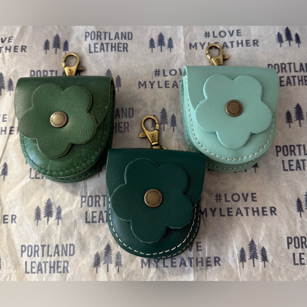 Lot of 3 Portland Leather Goods Petunia Pouches - Mint, Peacock, Cowboy Mint